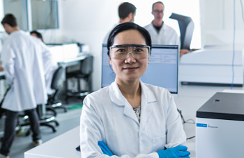 Laboratory technician smiling