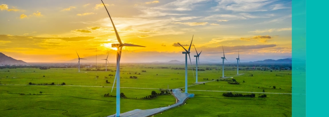 Wind turbines in open country